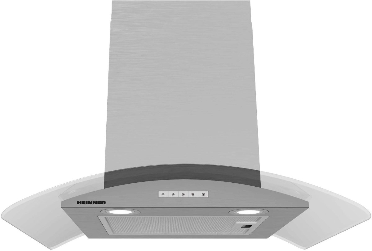 Heinner HDCH-MD800GIX Wandschouw Afzuigkap 60 cm - 800 m³/u - 1x 250W Motor - 3 Snelheden - Energieklasse A - 5 Jaar Garantie - Zilver