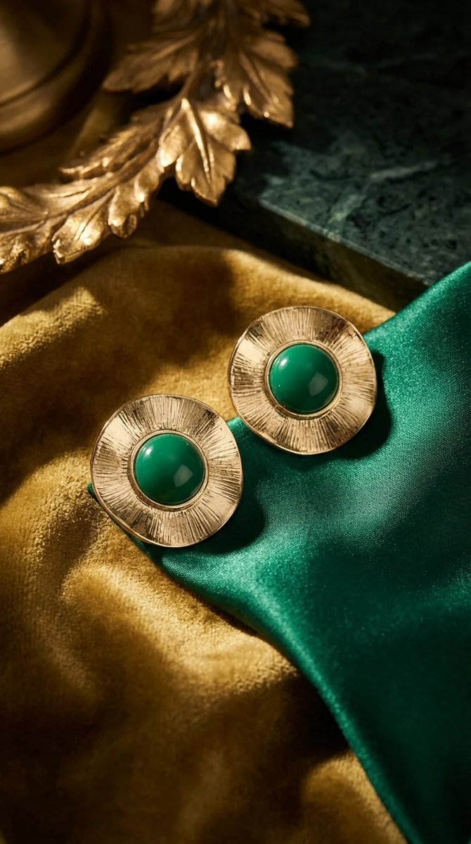 Dorvina Messing Verkleurt Niet Sieraad Goudkleurig Groen Steen Vintage Dames Oorbellen