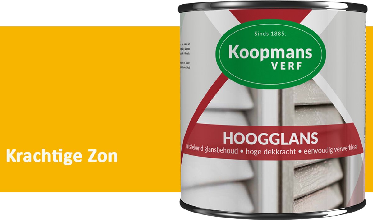 Koopmans Hoogglans Lakverf Binnen & Buiten – Voor Hout en Metaal – Krasvast – Hoge Dekkracht – Kozijnen, Deuren & Meubels – Krachtige Zon – 1,5 l