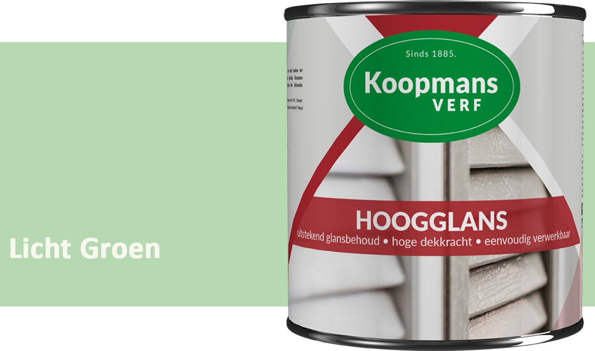 Koopmans Hoogglans Lakverf Binnen & Buiten – Voor Hout en Metaal – Krasvast – Hoge Dekkracht – Kozijnen, Deuren & Meubels – Licht Groen – 375 ml