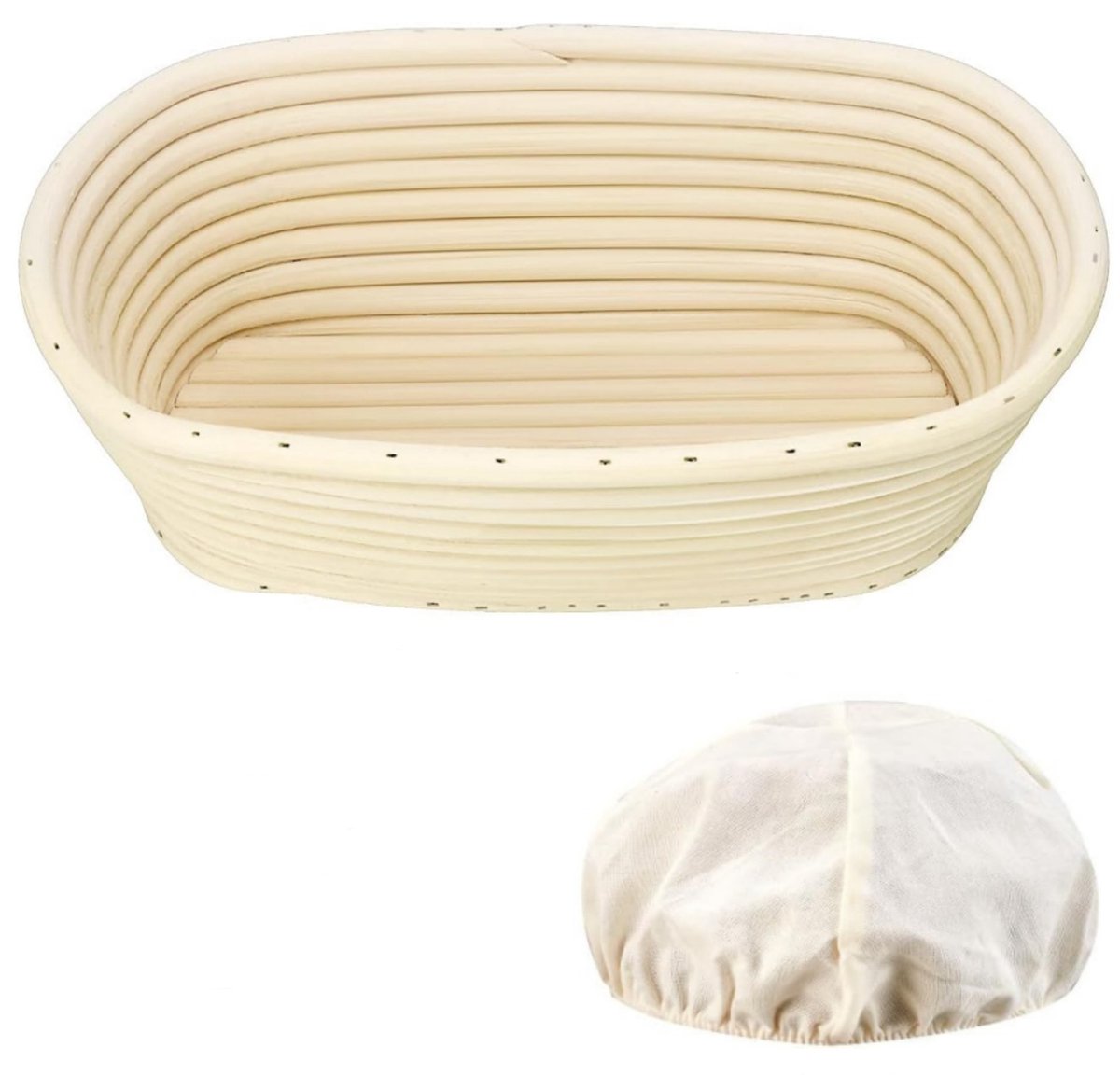 Ovale Broodrijsmand van Natuurlijk Rotan, 25x15x8 cm, Brooddeegmand voor Thuisbakken, Inclusief Linnen Voering, Geschikt voor Zuurdesembrood