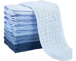 Super Zachte Absorberende Baby Luiers van 6 Lagen - 27 x 50 cm Vierkante Chiffon Luiers voor Gevoelige Huid van Pasgeborenen - Blauw