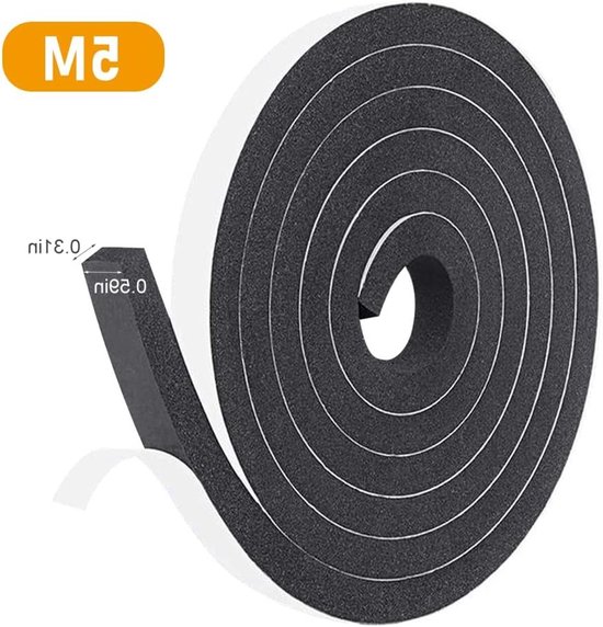 Rubberen afdichtstrip voor ramen en deuren, isolatieband 15 mm x 8 mm x 5 m, winddicht en hoog veerkrachtig — afbeelding 5