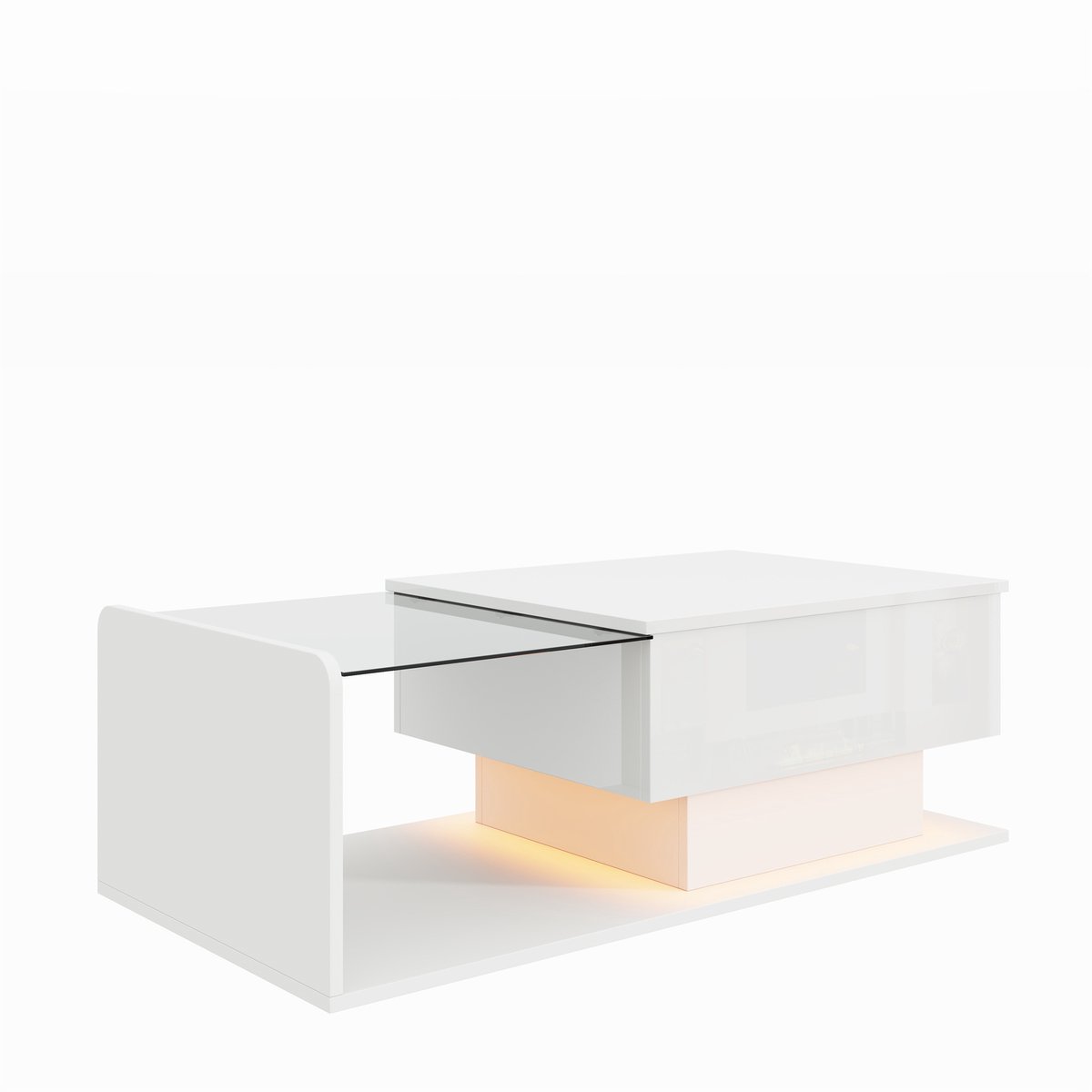 YYchan Salontafel - Multifunctionele Koffietafel met Liftfunctie - Smart LED & Gehard Glas - Modern Design - 100 cm - Wit