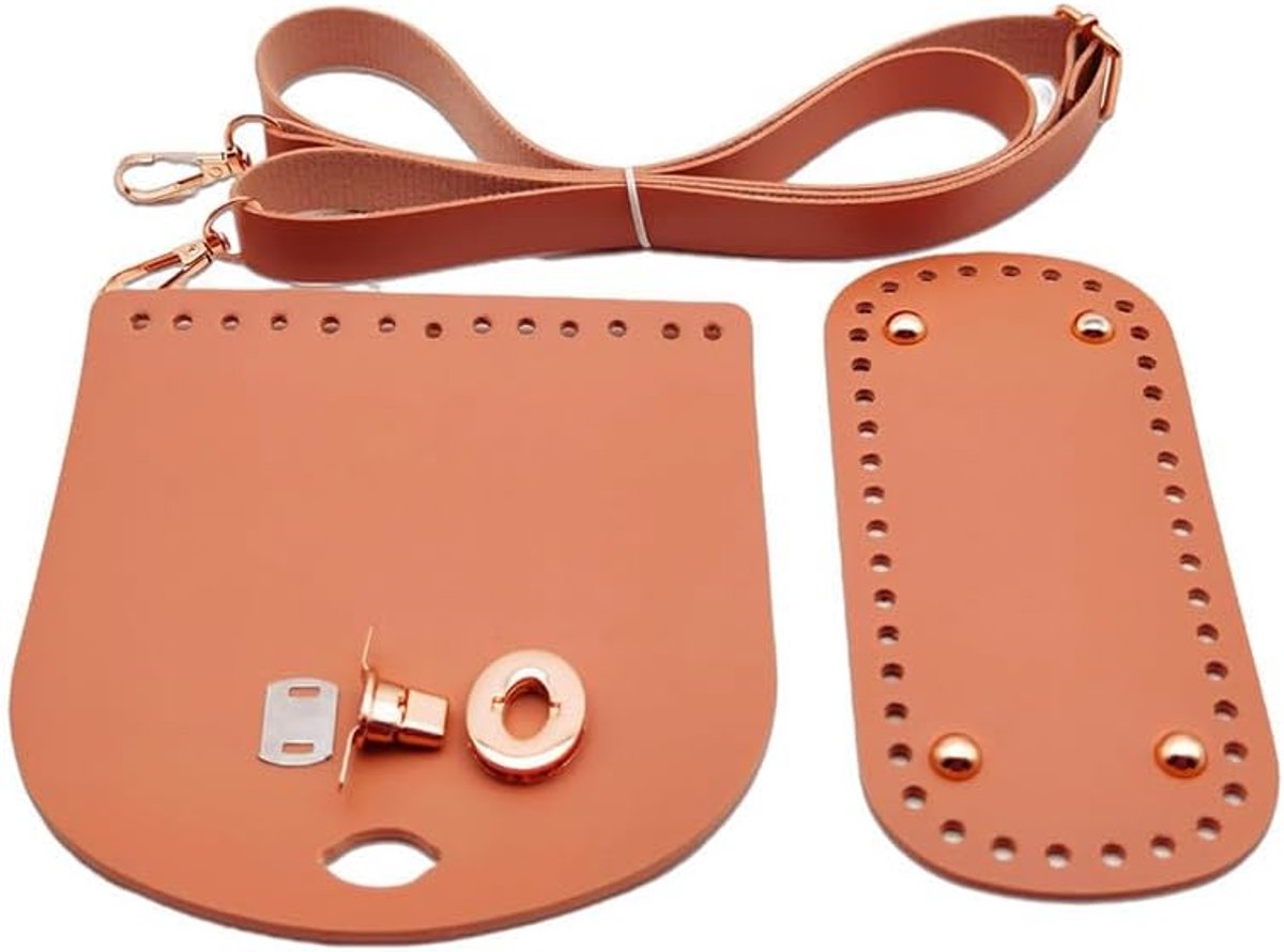 Doe-het-zelf Tassen Accessoires - PU Lederen Tas Onderdelen - 1 Set - Verstelbare Schouderriem en Geperforeerde Bodem - Voor Handgemaakte Breitassen - Braun