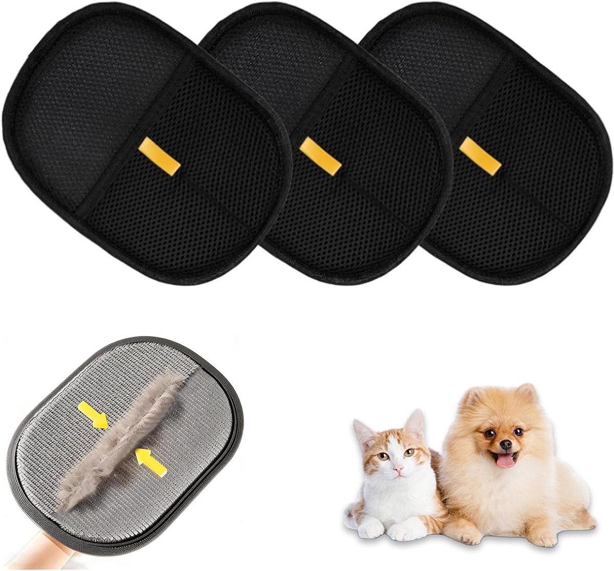 Set van 3 Herbruikbare Anti-Statische Handschoenen voor Huisdieren, Perfect voor Verwijderen van Dierenharen van Kleding en Meubels, 20 x 15 cm