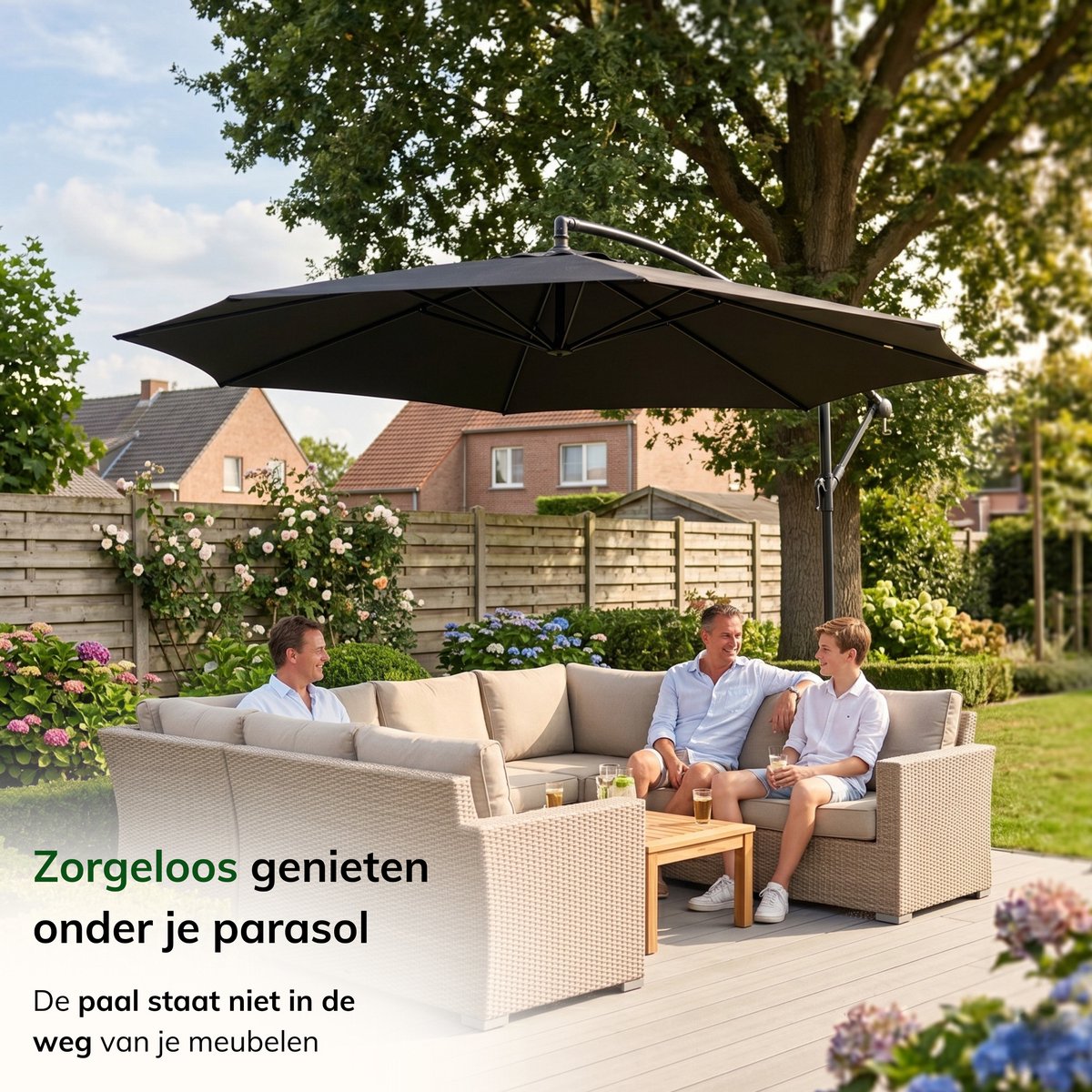 ACAZA Parasol - Zweefparasol - Donkergrijs thumbnail 3