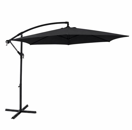 ACAZA Parasol - Zweefparasol - Donkergrijs - 300 cm diameter - Staal - Parasols - Rond - UV werend doek - Kantelbaar