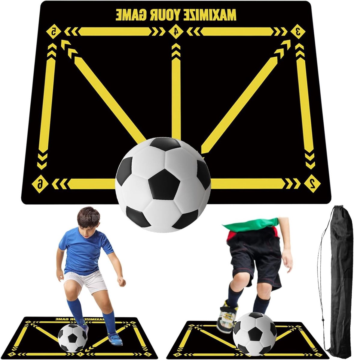 Voetbal Trainingsmat met Opbergtas, Antislip en Schokabsorberend, Ideaal voor Kinderen en Voetballiefhebbers, Perfect voor Thuisgebruik en Training