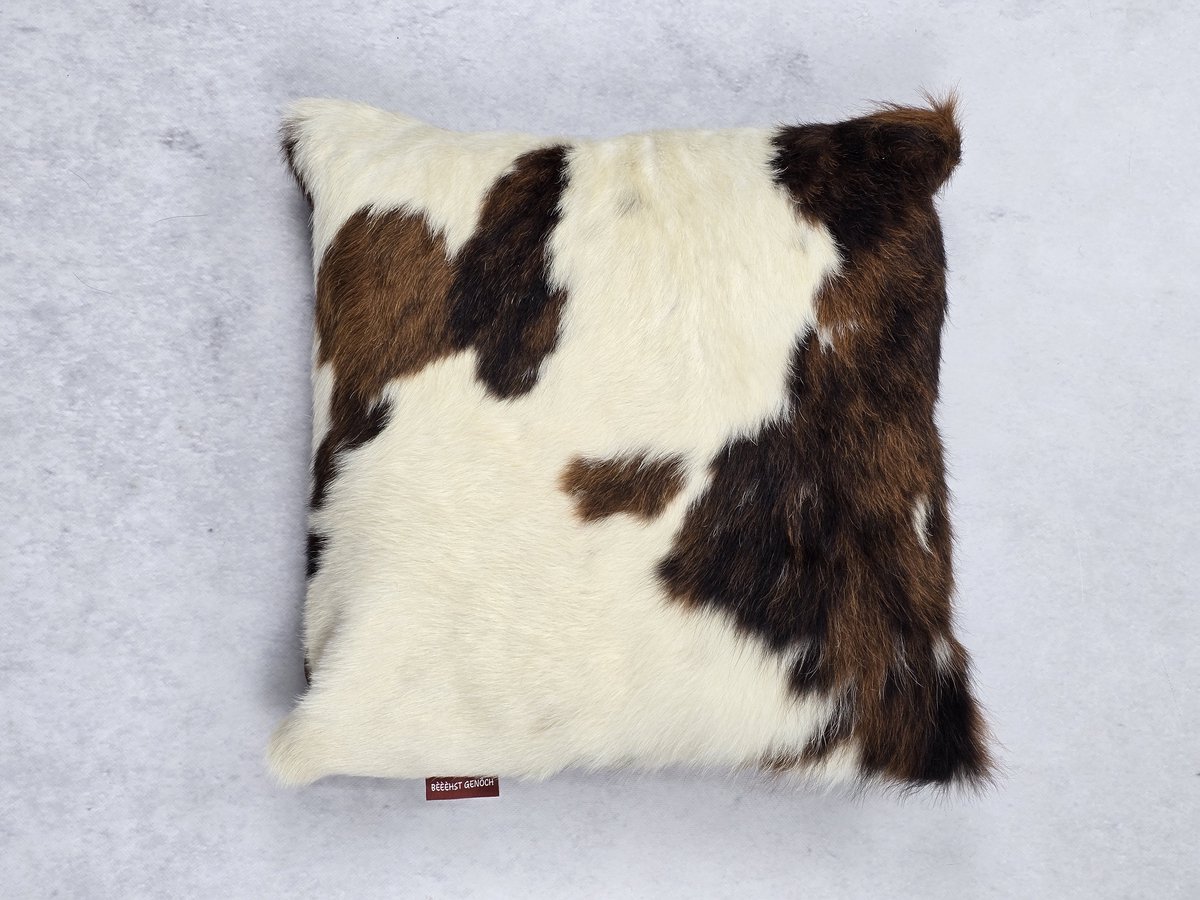 Kussen – Koeienhuid – Leer – Exclusieve collectie – Woondecoratie – Bruin, Zwart, Wit – 100% echt natuurlijke Koeienhuid – 45x45 cm