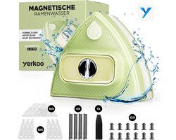 Yerkoo Magnetische Ramenwasser met Watertoevoer - Raamwisser Voor 5-35 mm Enkel- en Dubbelglas - Raamreiniger zonder Ladder - Incl. Vervangbare Rubbers - Ramen Wassen