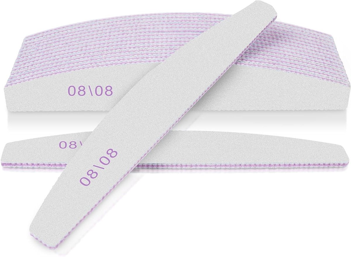Professionele nagelvijlen set van 16, 80/80 grit, dubbelzijdig voor nagelverzorging en styling thuis of in de studio