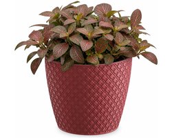 Prosperplast bloempot / plantenpot - kunststof - diep rood - Dia 15.7 cm en hoogte 13.8 cm - binnen/buiten