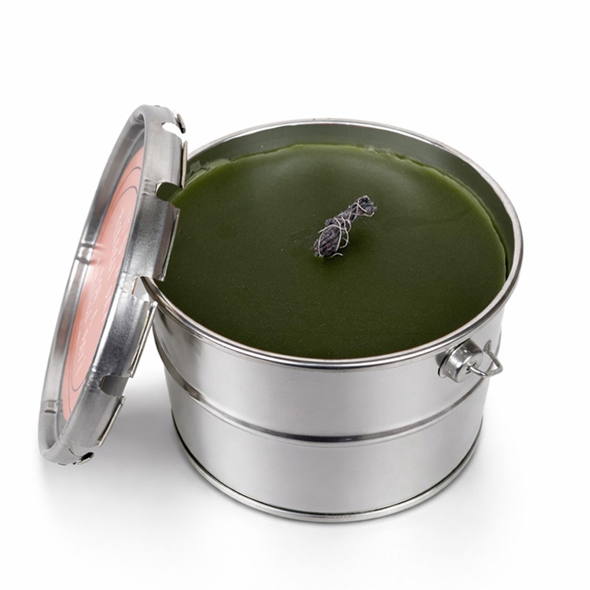Rustik Lys Buitenblik XL Leaf Green – Buitenkaars in Blik – Ø26 x 22 cm – 135 Branduren – Draagbaar Kampvuur – Voor Buiten