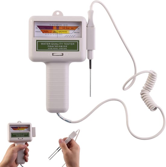 2-in-1 Watertester - pH-tester en Chloormeter - Zwembadtester - Draagbare Watermeter - zwembadwaterkwaliteit - voor Zwembad & Spa