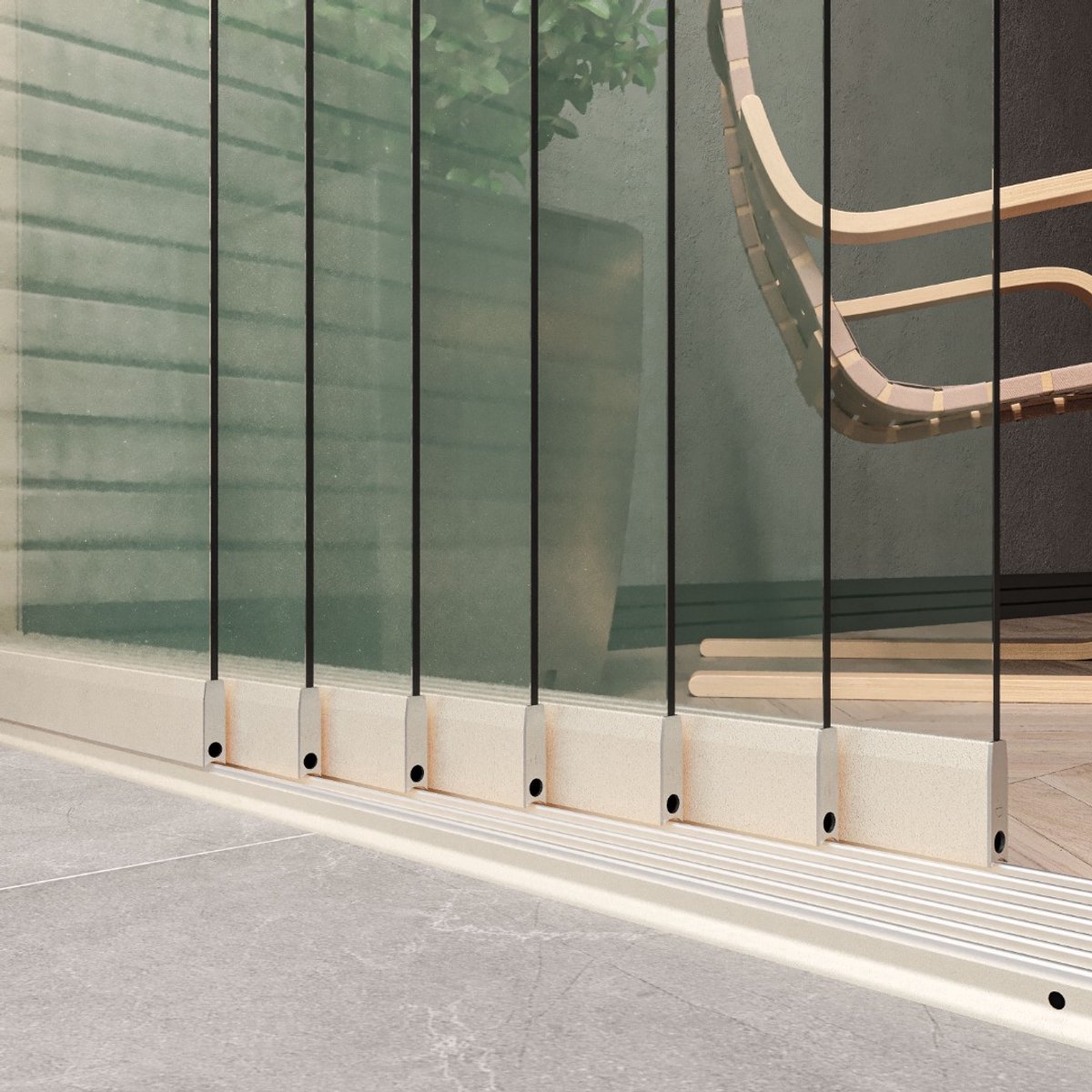 Kellux - Glazen Schuifdeursysteem voor Terrasoverkapping of Veranda - 7 deurs systeem 6 x 82 cm - Breedte 556 cm - Hoogte 210 cm - antraciet (RAL 7016) - Helder glas