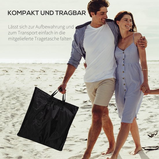 Strandstoel Inklapbaar - 134x48cm Ligstoel - Met Verstelbare Rugleuning En Tas - Voor Camping En Strand - Zwart — afbeelding 5