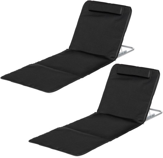 Strandstoel Inklapbaar - 134x48cm Ligstoel - Met Verstelbare Rugleuning En Tas - Voor Camping En Strand - Zwart — afbeelding 3