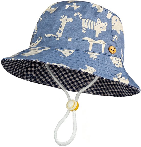 Kinderhoedje – Maat M (50 cm) – Zonnehoed voor kinderen – Strandhoed – Hoed met zonbescherming – Zonnehoed met cartoon-thema – Kinderhoofddeksel – Ideaal voor buitenactiviteiten – Aanbevolen voor kinderen van 1 tot 3 jaar