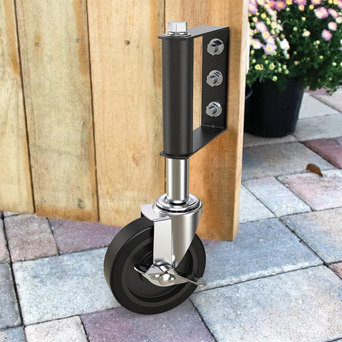 OUYLAF poortwielen met veer - steunwiel poort - hekwiel - 4-inch met rem - loopwiel poort 