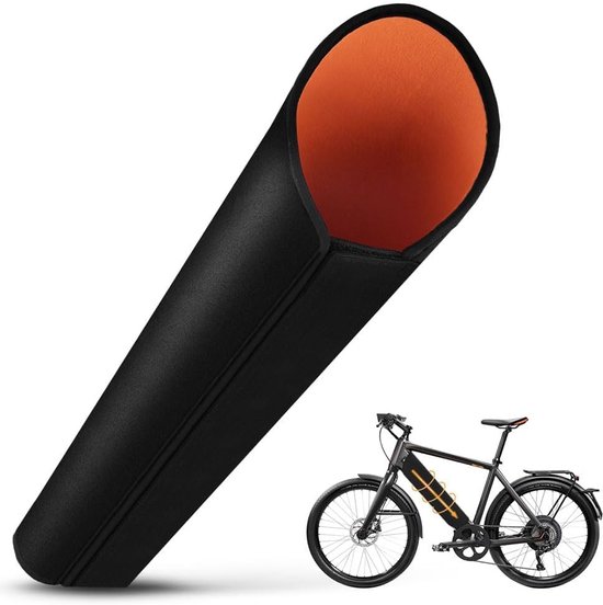E-bike accu hoes - Accubeschermer - Fietsaccu beschermhoes - Frame beschermer - Universeel - Waterdicht - Voor elektrische fiets - Bescherming tegen kou en regen - Zwart-oranje van Merkloos — afbeelding 3