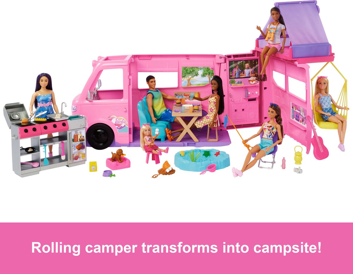 Barbie Droomcamper - Speelset met daktent, barbecue en meer dan 60 accessoires — afbeelding 5