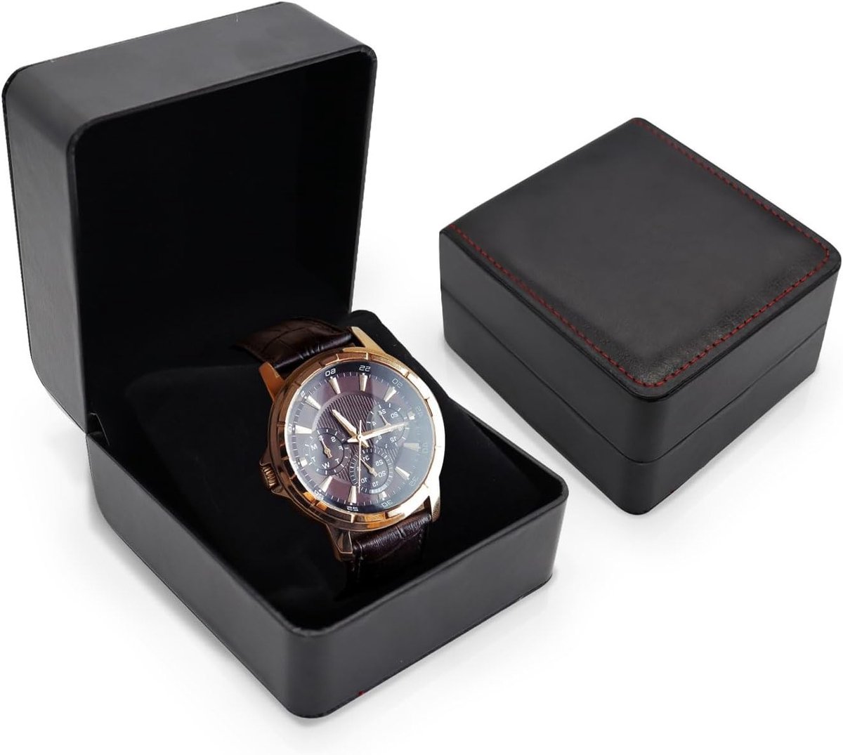 Individuele Horlogeopslag met Afneembare Kussen voor Mannen en Vrouwen, PU Leren Horloge Box, Draagbare Horloge Houder voor Slimme en Traditionele Horloges