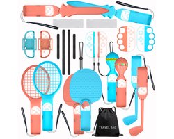 Accessoireset Geschikt Voor Nintendo Switch 2 Sports 23-in-1 - Familie Sport Pack - Joy-Con Rackets, Golfclubs & Zwaarden - Rood/Blauw