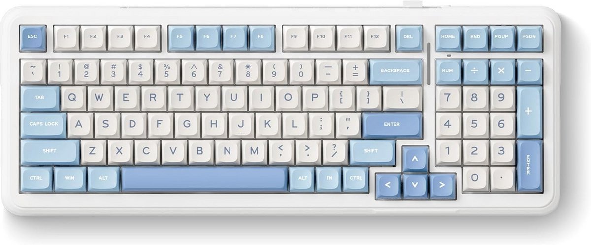 MCHOSE K99 Sky Blue Hyacinth Wireless Gasket Mount Mechanical - Bedraad, Bluetooth en 2.4GHz draadloos - QWERTY (US) - Hyacinth Switches - Lichtblauw