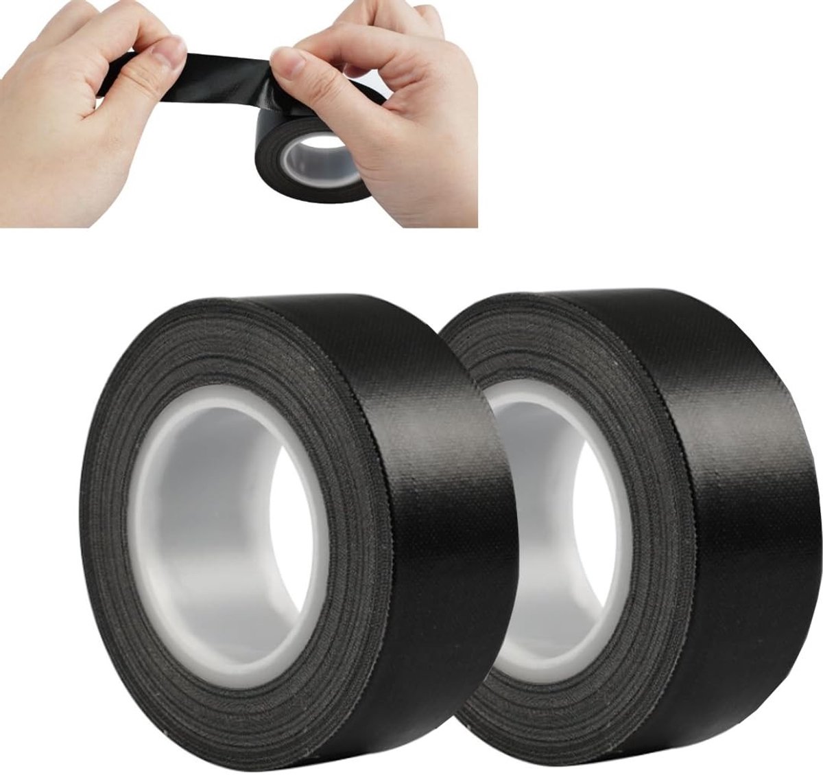 Duo set van 10mx15mm zwarte textieltape en hittebestendige isolatietape voor bekabeling, ideaal voor auto- en elektrische toepassingen