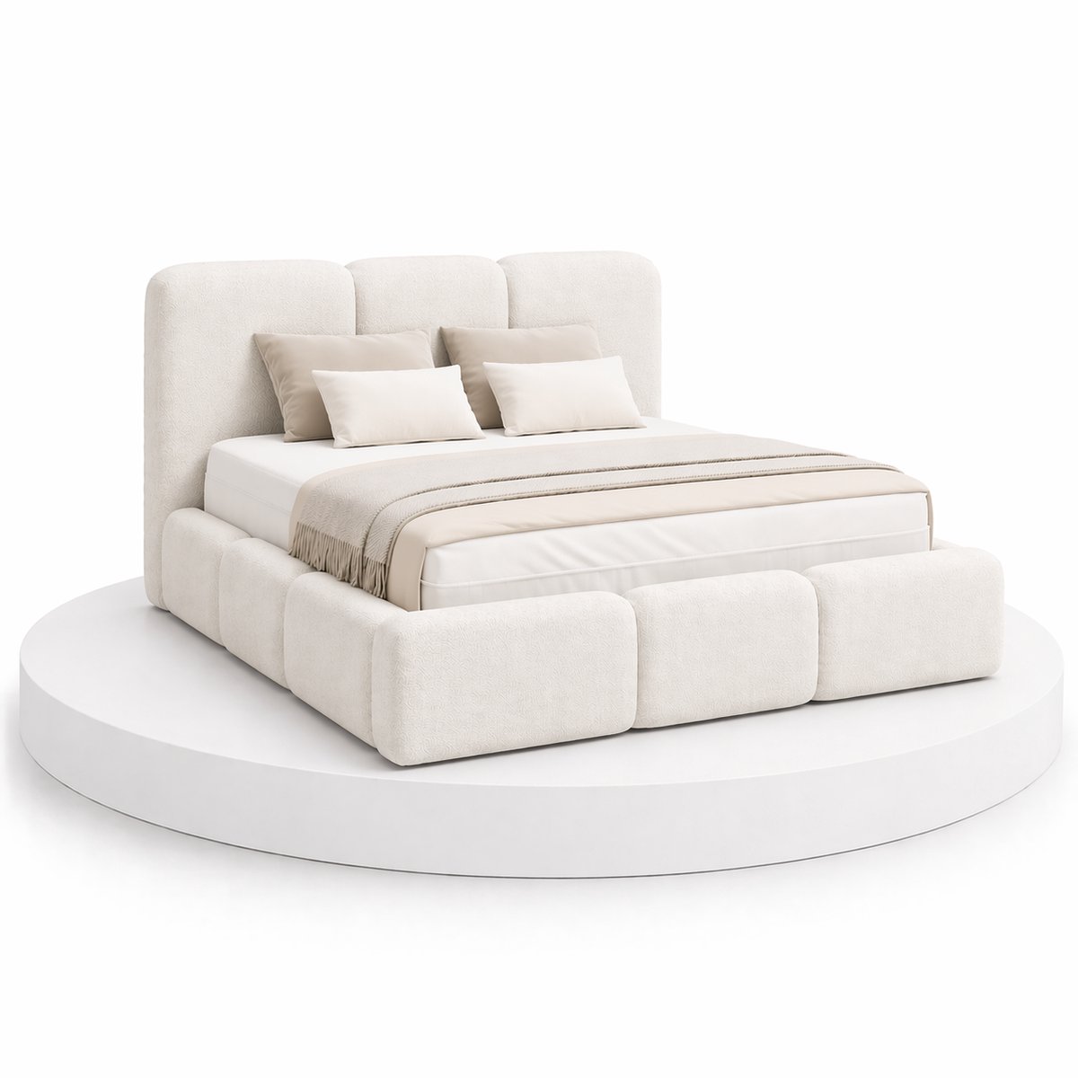 BalBedden Japandi Bed Hikari - 160x210 Compleet - Boxspring met opbergruimte - Off-white - BalBedden Off White