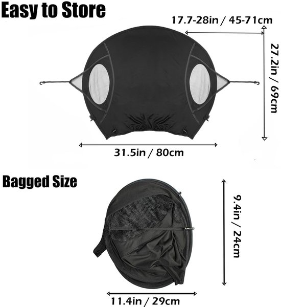 Kinderwagen Zonnescherm - Zonnescherm Buggy - Kinderwagen Luifel & Zonneklep - Wandelwagen/ Buggy - Zonnedoek - Spatwaterdicht - UV-bescherming - Universele - Kinderwagen Accessoire - Beschermt baby tegen zon - Voor op reis, park, dierentuin - Zwart — afbeelding 3