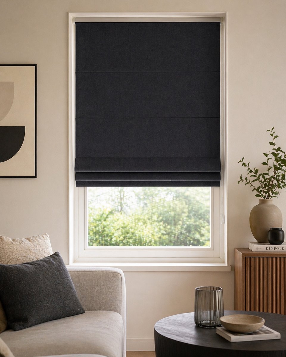 Madeco Vouwgordijn Dolpo 140x250 cm – Antraciet – Lichtdoorlatend – Roman Shade – Raamdecoratie – foto 2