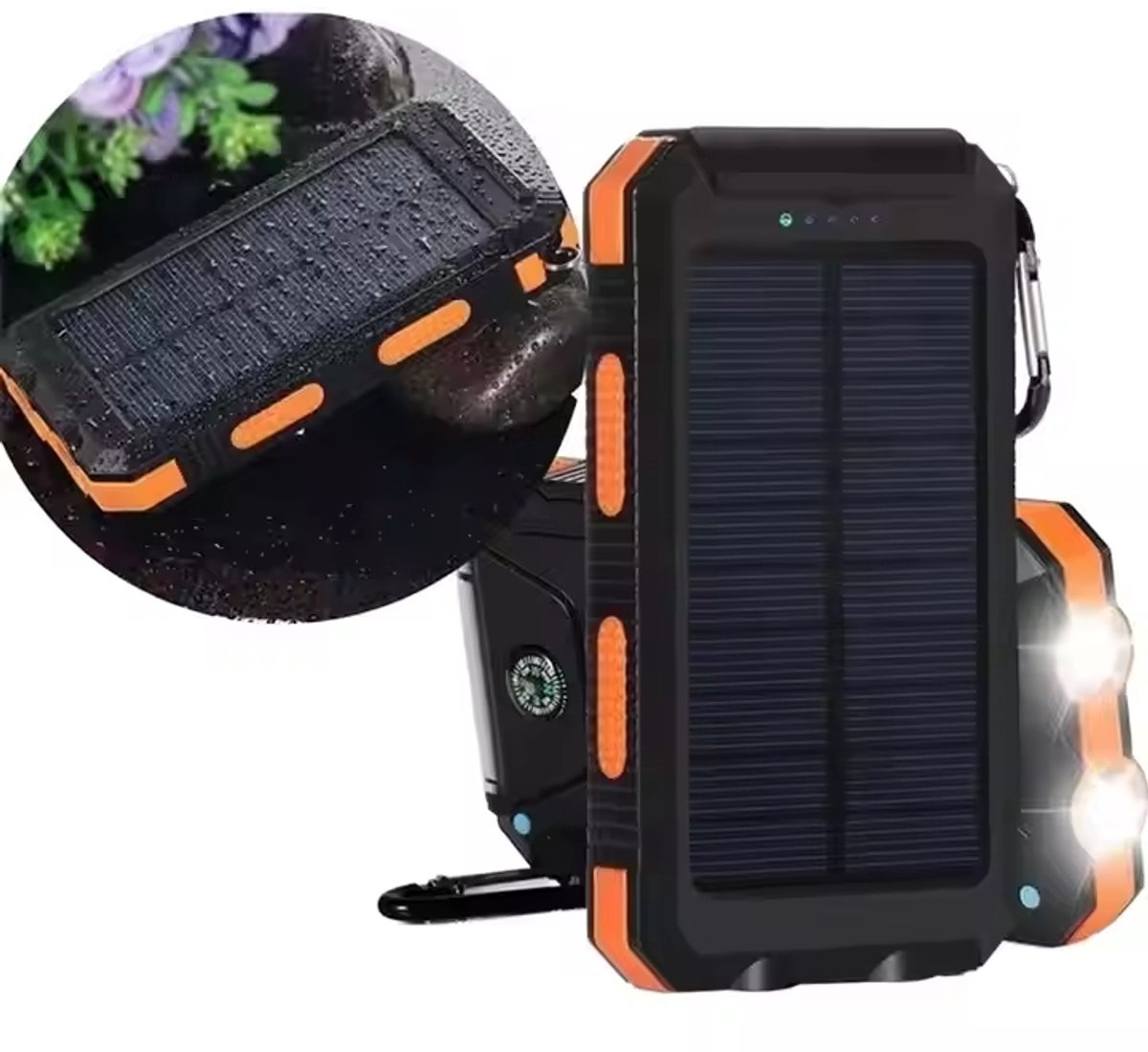RoxPeak® Solar Powerbank 20.000 MaH- Draagbare Oplader 3-in-1 – Zonne-energie – Waterdicht & Schokbestendig – Snelladen USB/USB-C – Powerbank met Zaklamp – Camping & Outdoor – foto 6