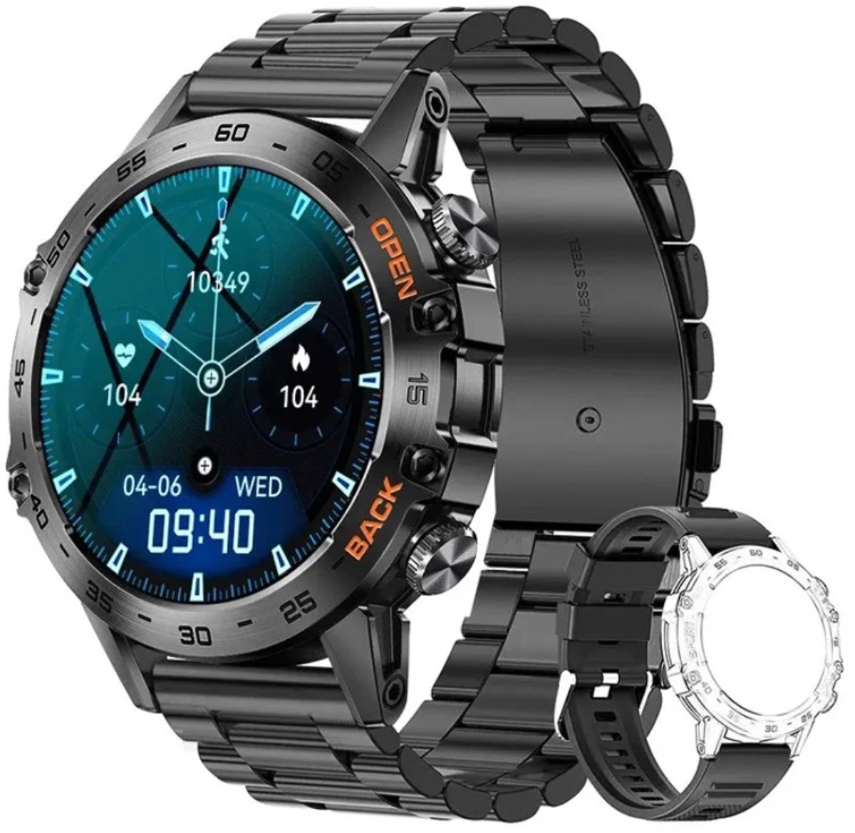 Smartwatch voor heren met telefoonfunctie, 1,39 inch AMOLED 5ATM fitnesshorloge met slaapmonitor, stappenteller, hartslagfrequentie, SpO2, 100+ sportmodi, sporthorloge, activiteitstracker