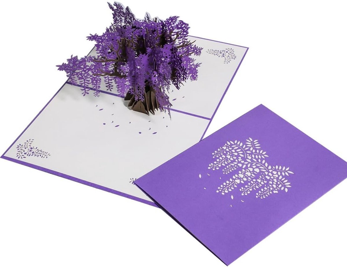 3D Pop-up Wisteria Kaart voor Verjaardagen, Liefde, Felicitaties en Feestdagen - Uniek en Creatief Geschenk