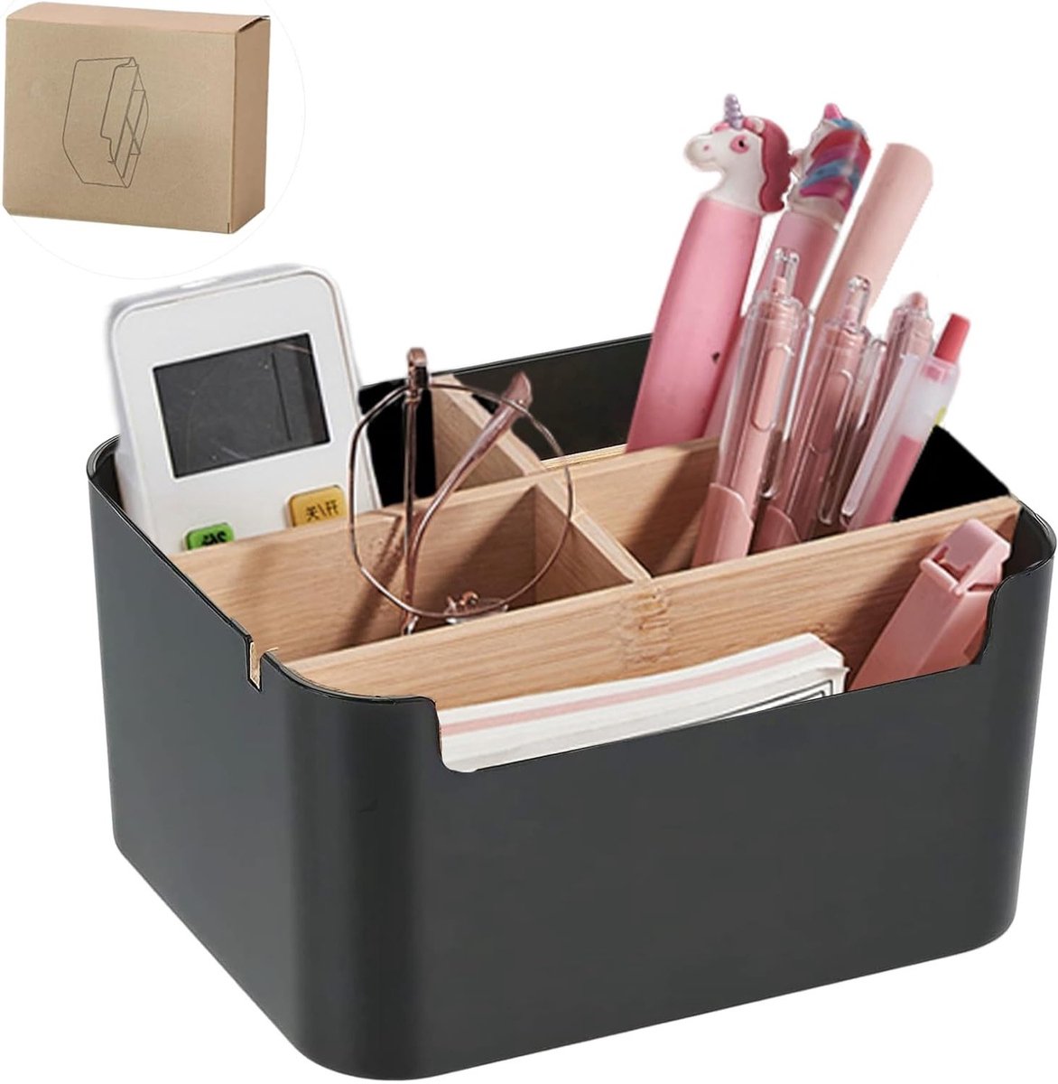 Houten Bureau Penhouder, Multifunctionele Organizer voor Kantoor, Sieradenhouder en Lade Organizer, Desk Accessories voor Efficiënte Werkplek