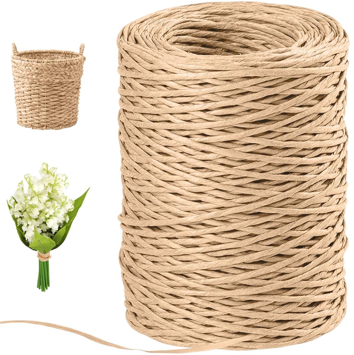 Papierdraad voor Creatieve Projecten, 200 m, 2 mm Dikte, Ideaal voor DIY, Cadeauverpakkingen en Decoraties voor Feestdagen en Bruiloften