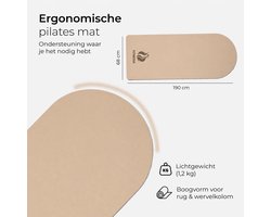 Fitnessa Luxe Pilates mat- Fitness Mat met Boogvorm – Taupe/ Milk tea -Ergonomische Pilates mat - Core & Fitness Trainingsmat – Premium Sportmat- Zacht- Antislip & Comfortabel
