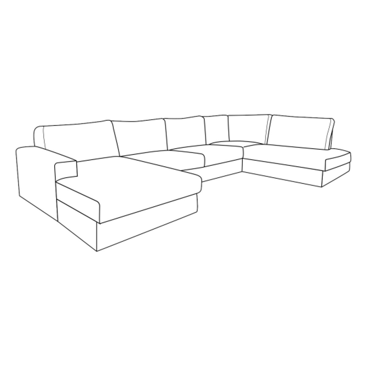 PEPP Interiors UNO U-bank ottoman rechts en chaise longue links - ribstof Ambience 2 Cream crème - 384x217x82 cm