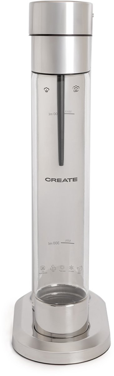 CREATE - Machine voor bruiswater 1L - Chroom - Fles 1L - SODA MAKER STUDIO