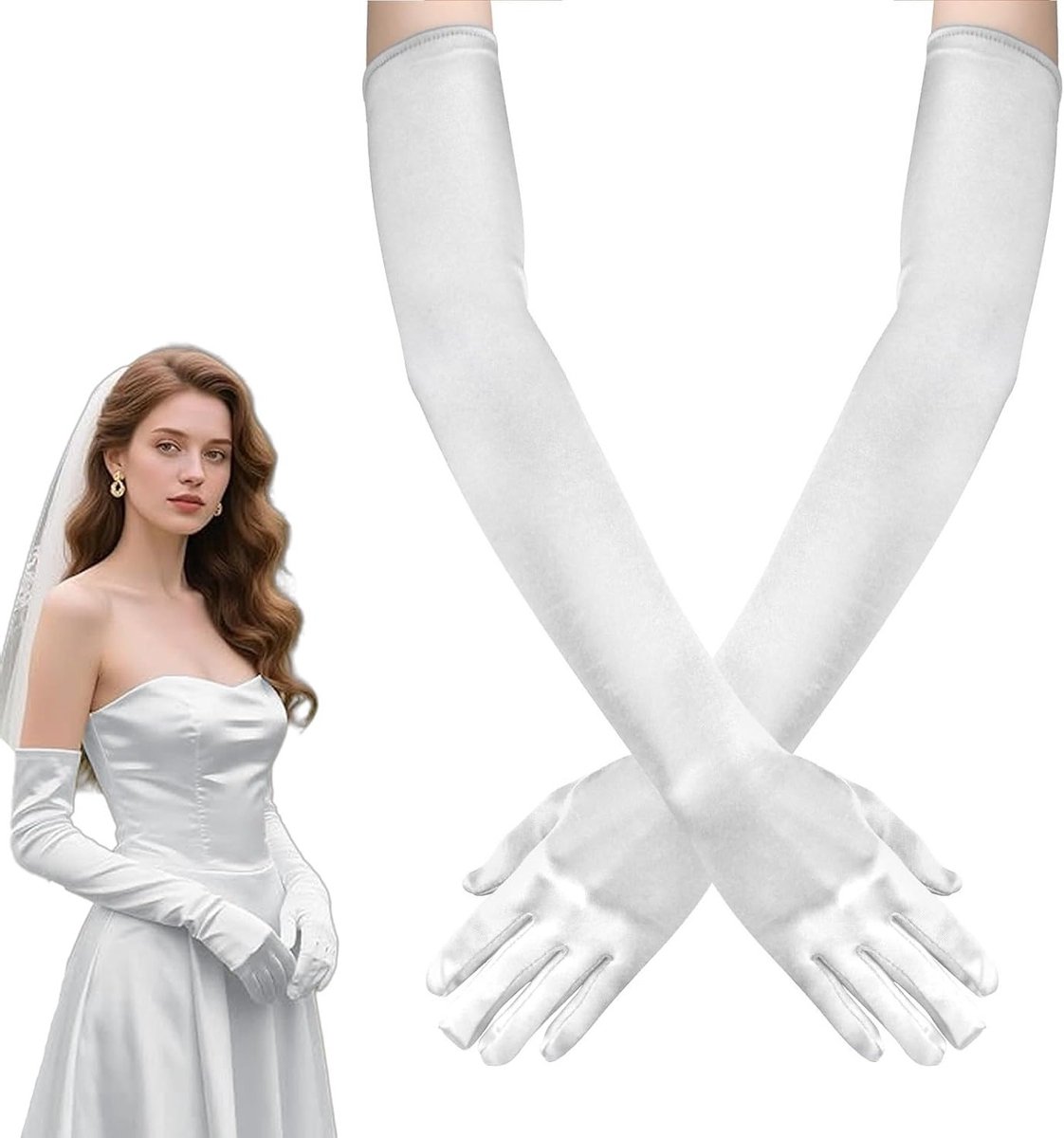 Elegante Lange Satijnen Opera Handschoenen tot de Elleboog - Stretchy Party Handschoenen voor Bruiloften, Proms en Cosplay