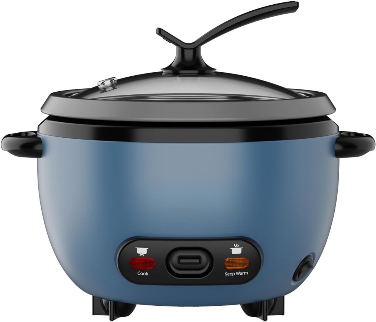 RUX® Rijstkoker Klein - Rijstkoker - Elektrische Rijstkoker - 0,6L - Mini Variant - Blauw - 24cm x 24cm x 23cm