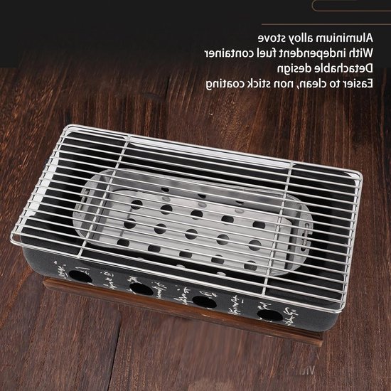 Japanse stijl BBQ-grill campingstove met bord brandstofreservoir - draagbare voet kolenoven voor thuis - barbecuegereedschap - 36 x 18 x 13 cm van Relaxdays — afbeelding 4