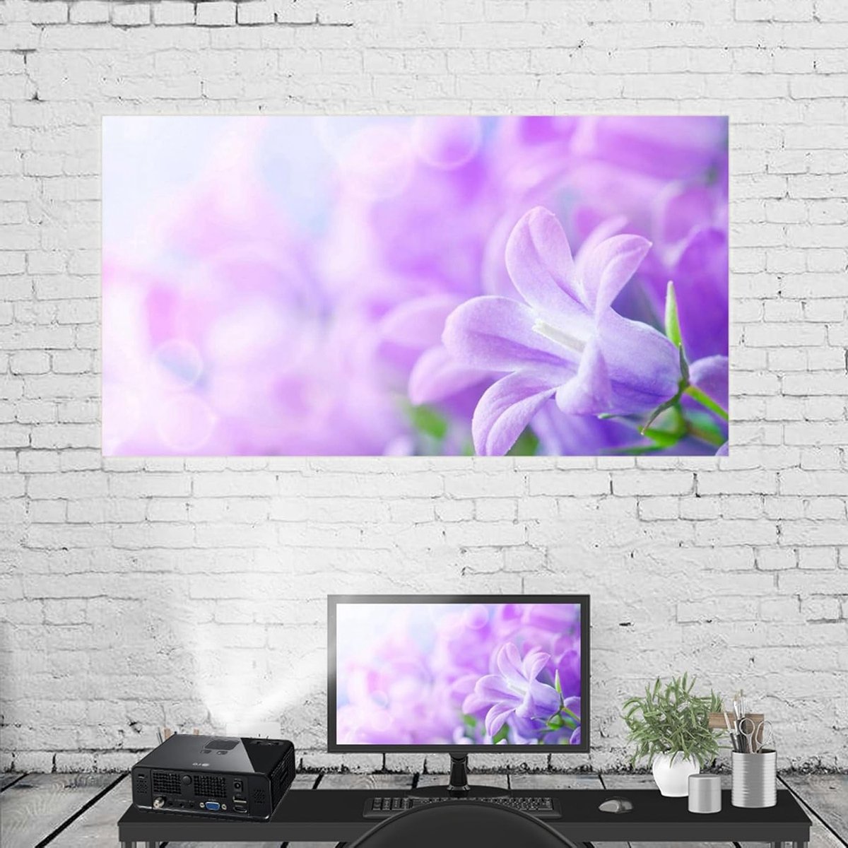 Draagbaar 4K HD Projectiescherm voor Buiten, Vouwbaar Scherm van Polyester, Ideaal voor Thuisbioscoop en Presentaties, 60-120 Inch