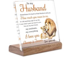 Sander Shop Valentijnscadeaus voor echtgenoot van vrouw leeuw thema liefdevolle acrylgeschenken, verjaardagscadeaus voor echtgenoot thuiskantoor bureaudecoraties, huwelijksverjaardag, Valentijnsdag, Vaderdag
