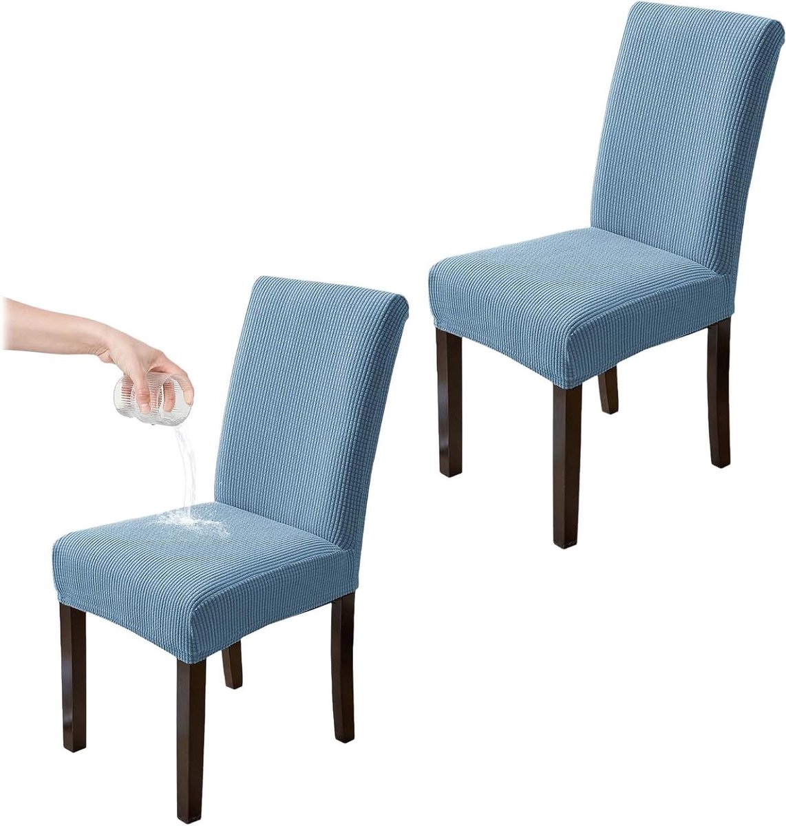 Stretch Stoelhoezen Set van 2, Verstelbare Hoofdmaten 45-55cm, Elastische Hoezen voor Bruiloften, Thuis en Hotels (Blauw)