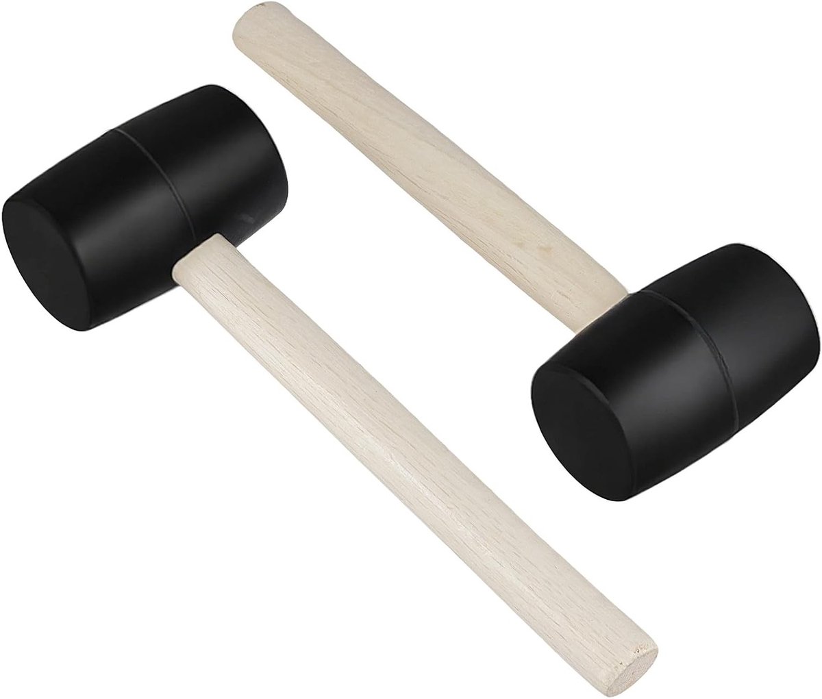 2 Stuks 16oz Rubber Mallet met Houten Handvat, Zwarte Rubber Hamer voor Thuisgebruik, Klussen en DIY Projecten