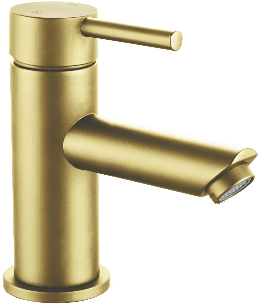 H&F Wastafelmengkraan Geborsteld Goud – Eengreeps Kraan – Luxe Design Badkamerkraan – Waterbesparend – Duurzaam & Stijlvol