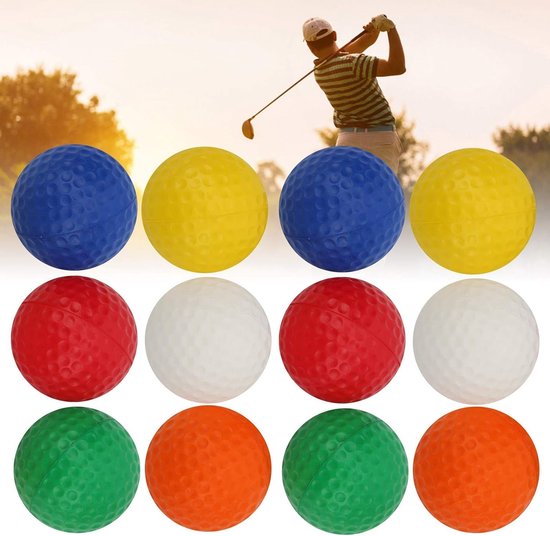 JHUBERS- Golfballen 12 stuks - Schuim oefenballen - PU zachte golfballen - Golftraining ballen - Meerdere kleuren - Goede elasticiteit van Jhubers — afbeelding 2